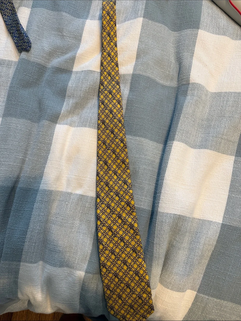 Gucci Yellow and Navy Geometric Silk Tie